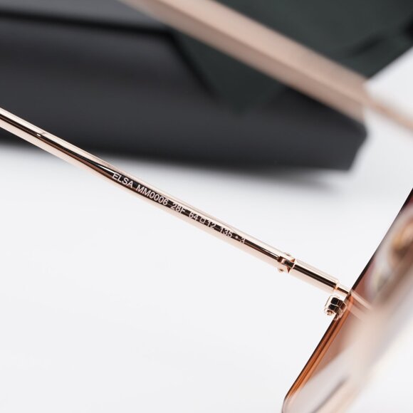 Max Mara Elsa MM0006 28F Geometric Sunglasses - Shiny Rose Gold/Brown Gradient main image 10